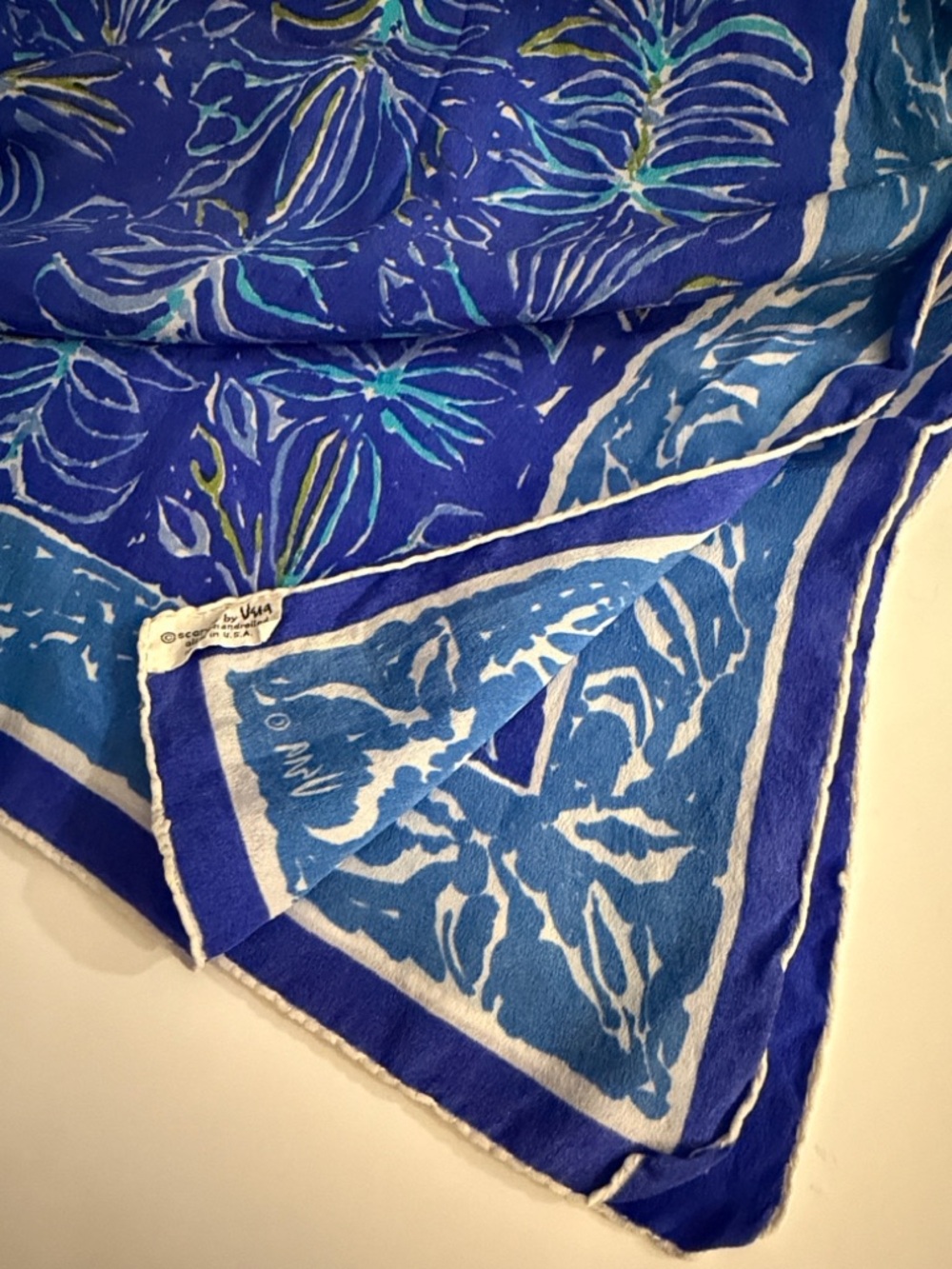 Vera Blue Floral Print Silk Square Scarf